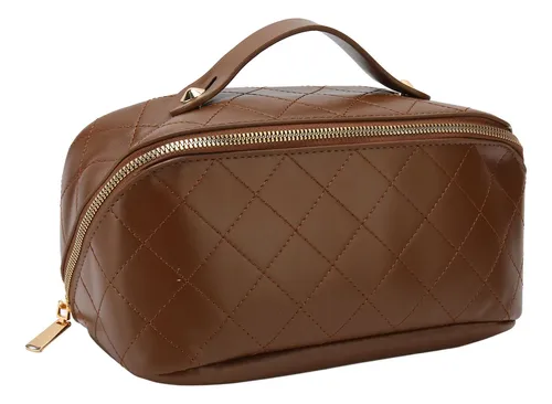 Bolsa De Maquillaje De Piel Sintética Con Gran Apertura Que