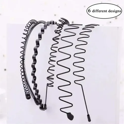 / Diadema De Metal De 6 Piezas, Aro De Pelo Negro //