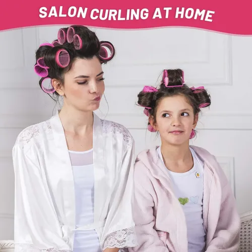 Selizo Juego De Rulos Jumbo 24 Piezas Rosa Volumen Cabello