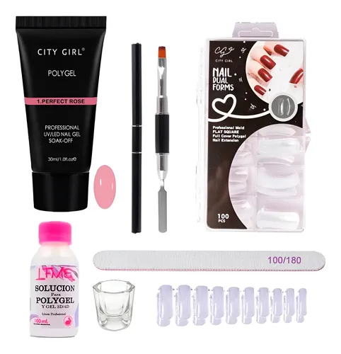 Kit Polygel Uñas Semipermanentes Manicura Tips Solucion