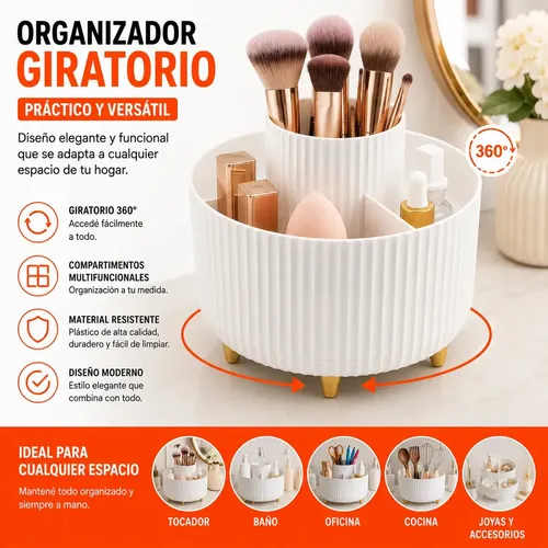 Organizador Maquillaje Porta Cosmetico De Brocha Giratorio