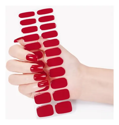 Tiras De Uñas de Gel Premium 22u Autoadhesivas – No Necesitan Lámpara Uv – Rojo