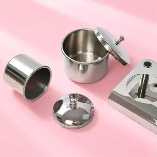 Vaso De Brocha De Acero Inoxidable Con Tapa Para Líquido Par