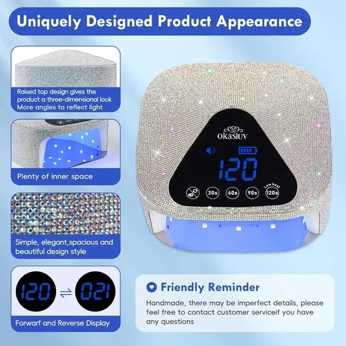 Lámpara Uv Led Para Uñas Con Base Metal Y Guantes