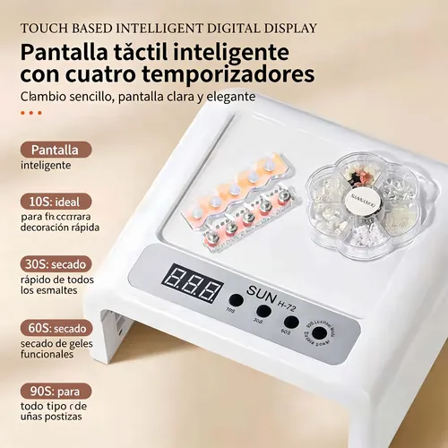 Cabina Uv Led Uñas Plegable 72 Luces Tactil 4 Temporizadores