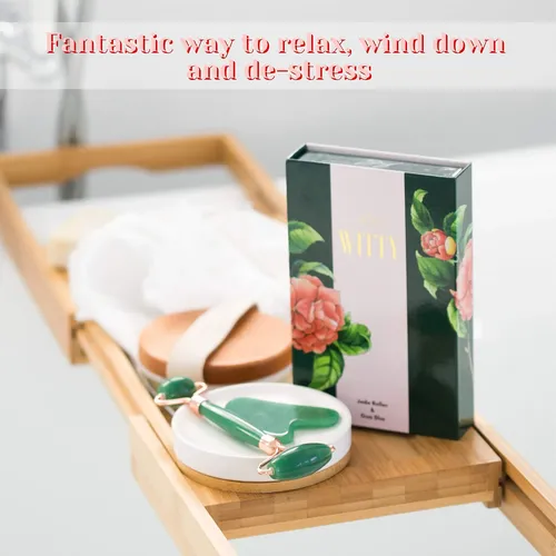 Set Rodillo Facial Y Gua Sha Jade Witty Verde