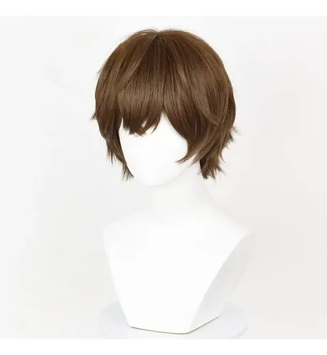 Peluca Para Cosplay De Anime, Pelo Corto, Marrón, Unisex