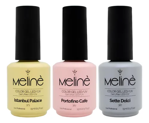 Kit X3 Esmaltes Meline Gel On-off Color Uñas Semipermanente