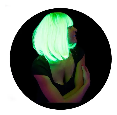 Peluca Corte Carre Glow Brilla Con Luz Negra