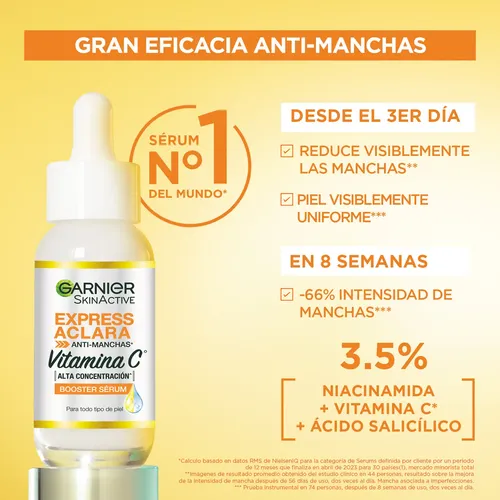Garnier Serum Iluminador Vitamina C Niacinamida 30ml Vegana