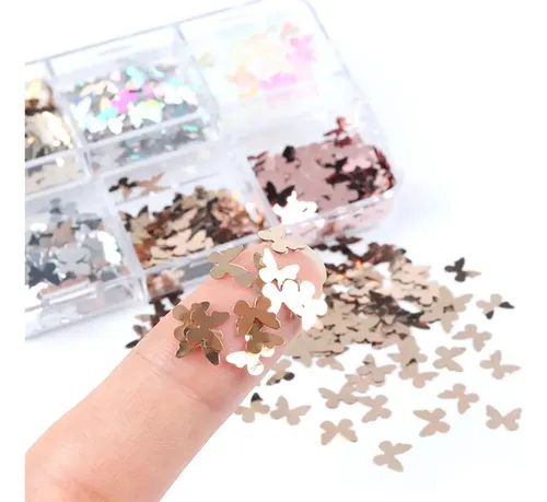 [ 6 Rejillas 3d For Uñas Con Forma De Mariposa, *