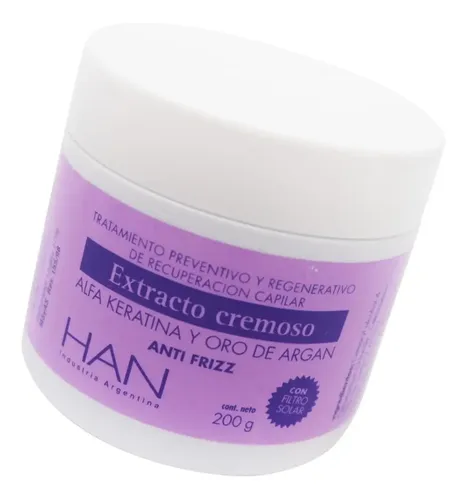 Baño De Crema Han Keratina Y Oro De Argan Anti Frizz 200g