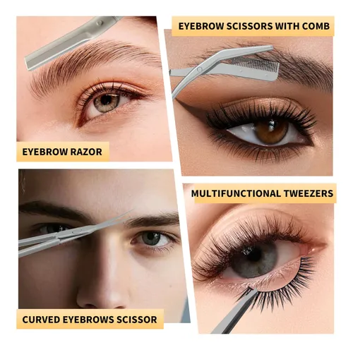 Kit Para Cejas Ofidus 4 En 1 Con Pinzas, Tijeras, Navaja Y E
