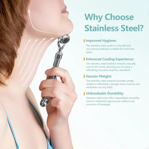 Set De Rodillo De Masaje Facial Gua Tool And Steel Sha De Ac 2pc Set With Bag