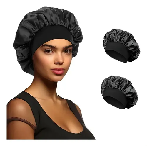 Set De 2 Gorros De Dormir Negros Con Forro Borroso