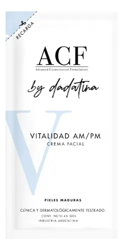 Acf By Dadatina Refill Crema Vitalidad Am/pm Pieles Maduras Momento de aplicación Día/Noche Tipo de piel Madura