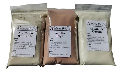 Oferta!! Combo Arcillas Caolin, Roja Y Bentonita 1kgr C/u