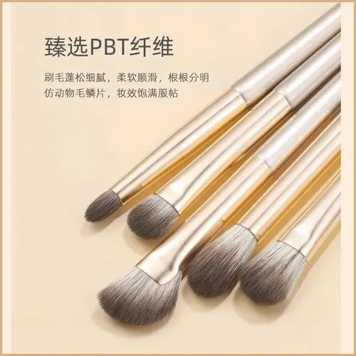 Kit De Brochas Doradas Para Ojos Con Estuche