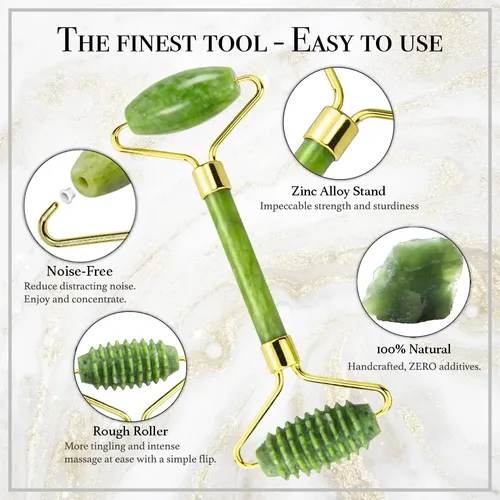 Set Masajeador Facial Jade Roller Y Gua Sha Xpecial Gold