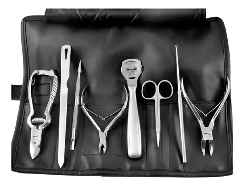 Kit Pro Style Pedicuria Manicuria X8 Piezas Acero Inoxidable