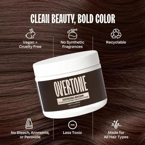 Tinte Semipermanente Para Cabello Overtone, Marrón Espresso, 4 Castaño