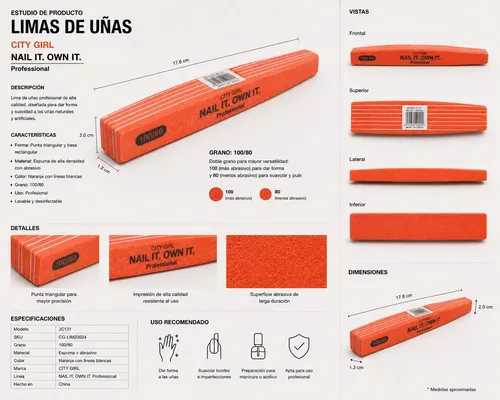 Lima De Uñas Profesional 100/180 City Girl Pack X10