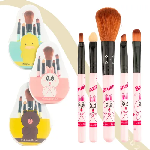 Set De 5 Brochas Para Maquillaje Estampadas Sombras Rubor