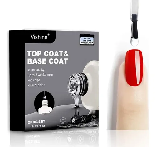 Set De Esmaltes Gel Base Y Top Coat Vishine 15ml