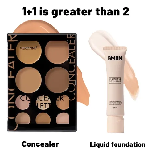 Kit 2 Base De Maquillaje Líquido Y Paleta De Correctores