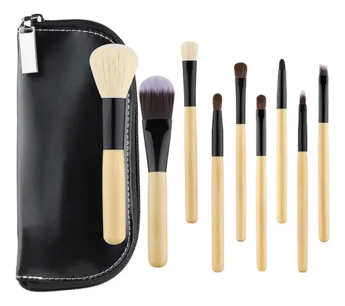 Set De 9 Brochas De Maquillaje De Lana Con Estuche ,