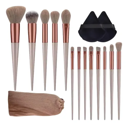 Set 15 Pinceles De Maquillaje Profesionales Con Estuche