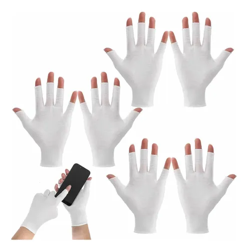 Guantes Algodón Blancos Sin Dedos Hidratantes Unisex 3 Pare