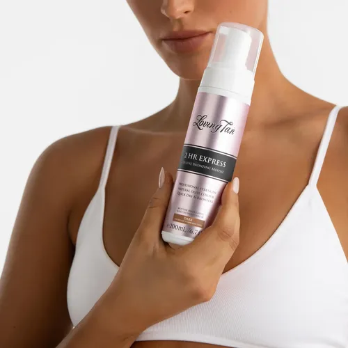 Loving Tan 2 Hr Express Mousse, Oscuro, Sin Rayas,