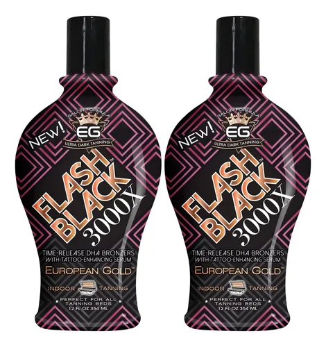 Loción Bronceadora European Gold Flash Black 3000x, 12 Onzas