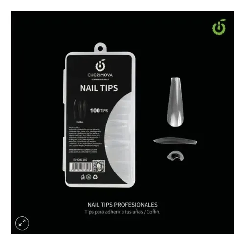 Kit Cherimoya Tips Profesional Coffin 100un Uñas + Pegamento
