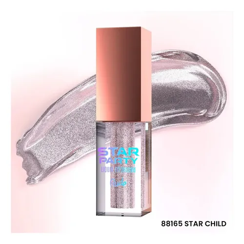 Sombra Liquida Star Party Liquid Eyeshadow Tono Rosa Gold Star Child Acabado Con Glitter Rude Cosmetics