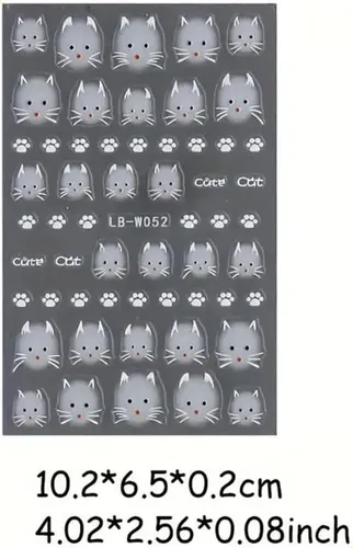 2 Hojas De Pegatinas 3d Para Uñas De Gatitos En 5d W1