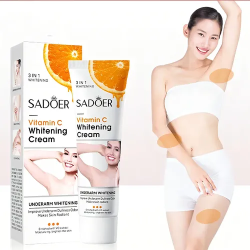 Crema blanqueadora con vitamina C | aclara rostro y zonas oscuras sin fragancia