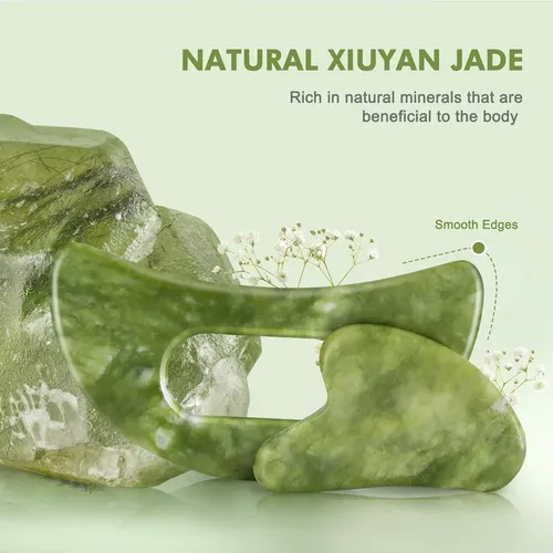 Set De Masaje Gua Sha Airogym De Jade Natural – 2 Piezas