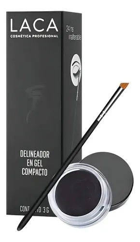 Delineador En Gel Compacto De Ojos Y Perfilar Cejas Laca Color Negro Efecto Larga duración