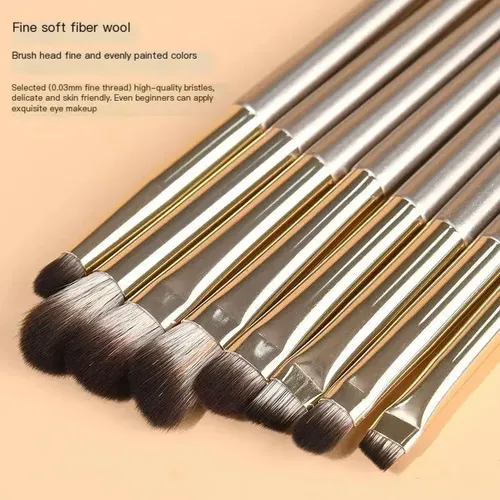 Juego De 8 Pinceles Maquillaje Dorados, Pincel Para Sombra