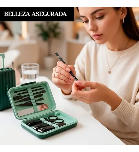 Set Manicura Y Pedicura 12 Piezas Valija Con Ruedas Estuche