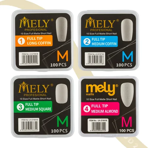 Tips X100 Soft Gel Press On Medio Matte Construccion Mely