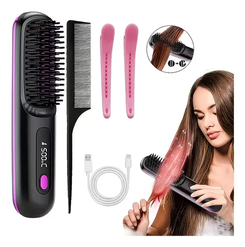 Peine Alisador De Pelo Inalámbrico Recargable Usb