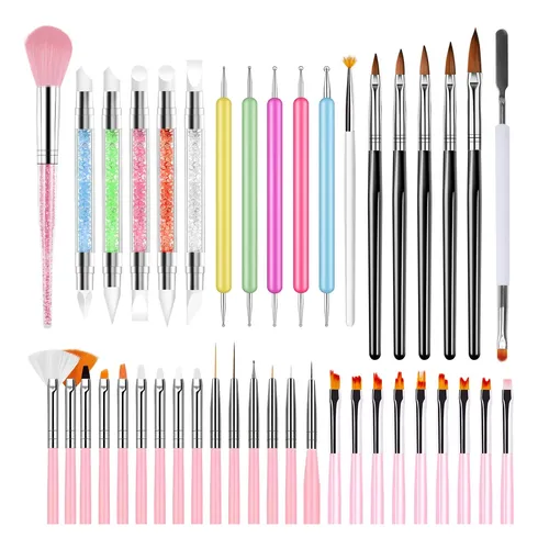 Gazeplus Set 42 Brochas Nail Art Y Herramientas
