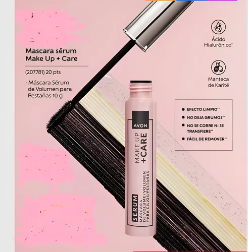 Mascara Pestañas Avon Volumen Serum Make Up Care 10g Negro