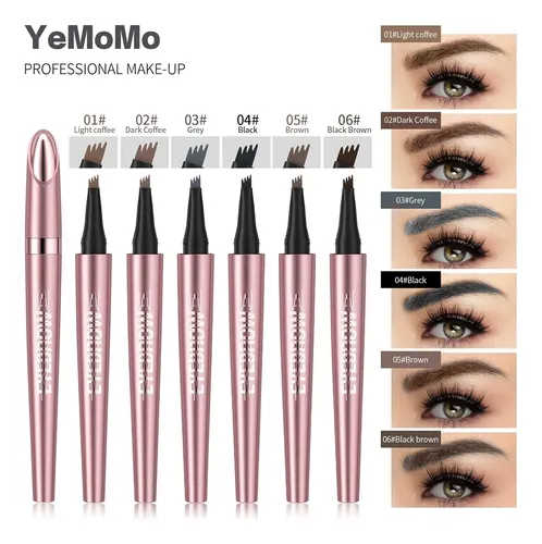 Delineador De Cejas 4 Puntas Impermeable Café Oscuro