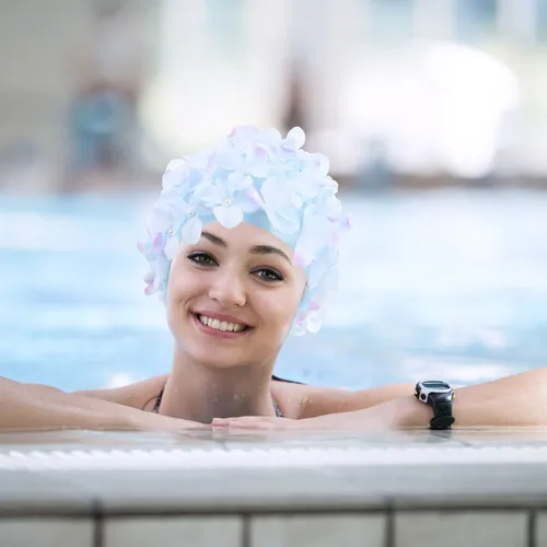 Gorro De Natación Con Protección De Pétalos De Piscina, Gorr