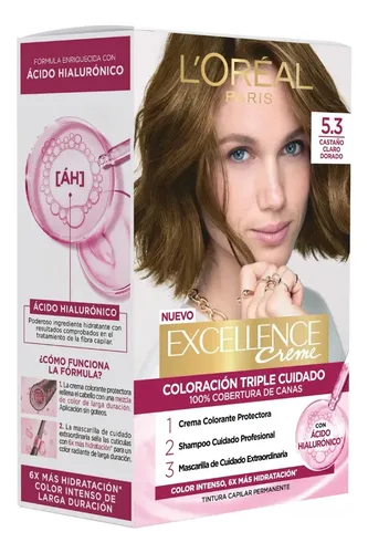 Kit Tintura Excellence Creme Tono 5.3 Castaño Claro Dorado