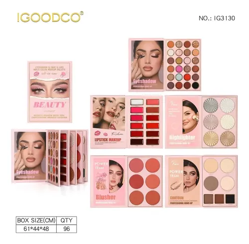 Maxi Paleta Libro Maquillaje Profesional Sombras Labiales
